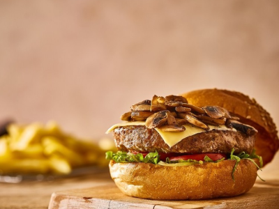 Burger With Sausage And Mushroom