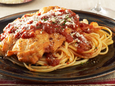 Spaghetti With Chicken Pane Meal