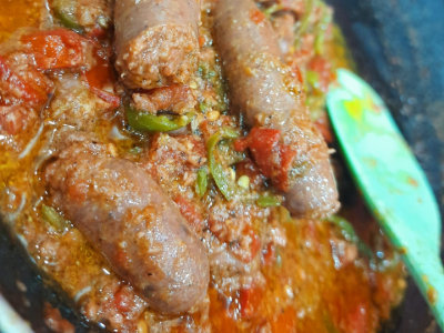 Baladi Sausage With Sauce Sandwich