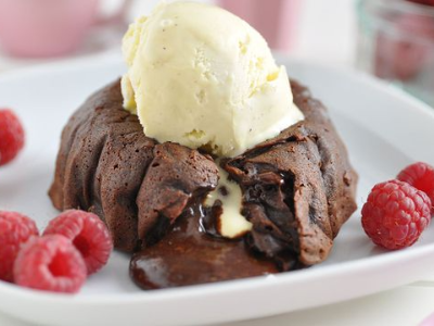 Molten Cake With Ice Cream
