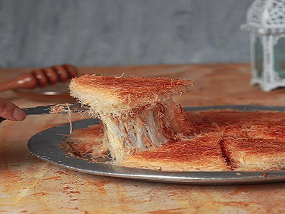 Charcoal Cheese Rough Konafa With Sherbet