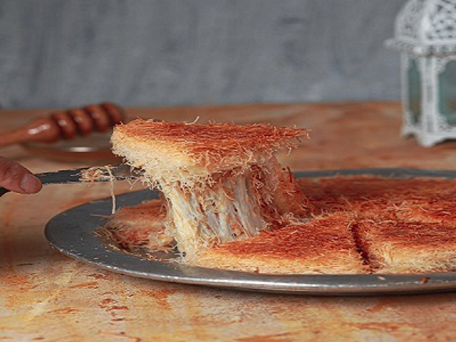 Charcoal Cheese Rough Konafa With Sherbet