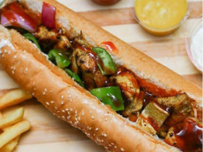 Chicken Bbq Sandwich With Pepper And Mushroom
