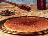 Charcoal Cheese Rough Konafa With Honey
