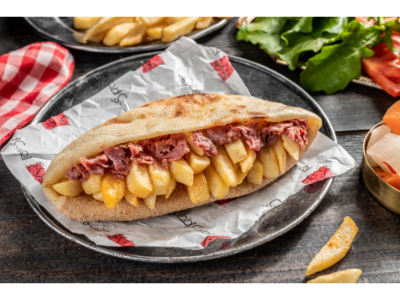 French Fries With Pastrami Sandwich