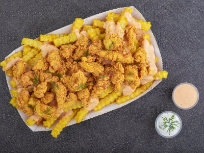 Crinkle Fries With Chicken Popcorn