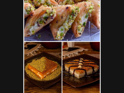 Mix Knafeh With moloky Basbousa and Cream Warbat offer- Kilo