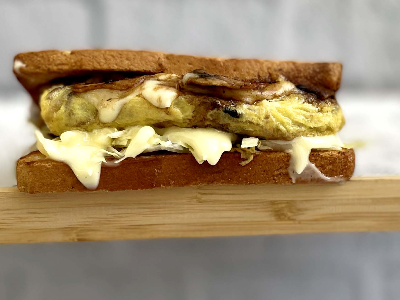 Mushroom And Cheese Omelet Sandwich