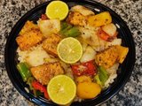 Salmon Kebab With White Rice