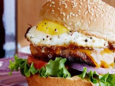 Beef Burger With Egg And Cheese Sandwich