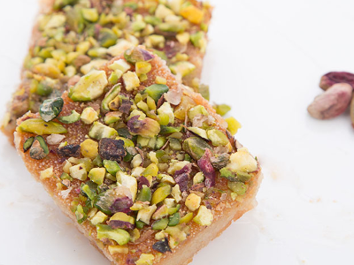 Pistachio Basbousa Tray