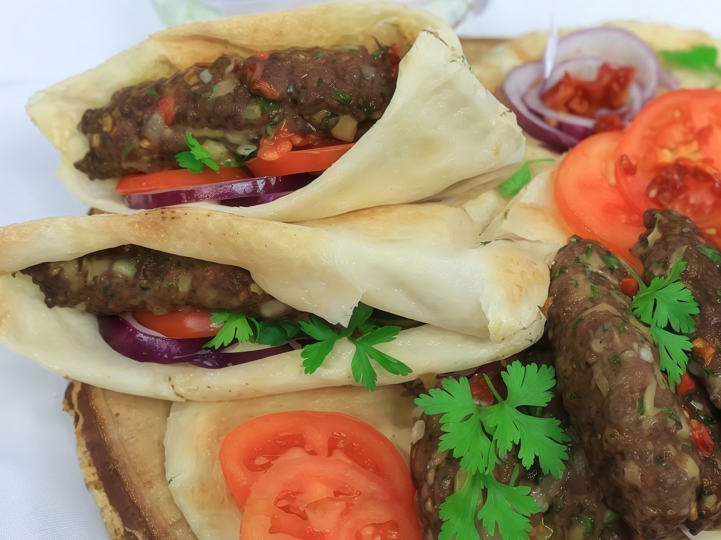 Kofta Sandwich With Sesame Paste Salad