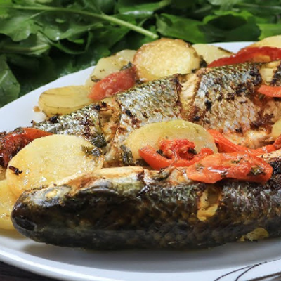 Grey Mullet With Potatoes Tray