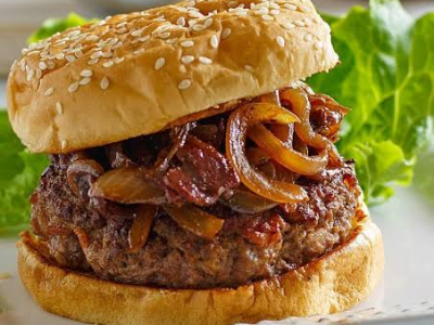 Burger With Caramelized Onion Sandwich
