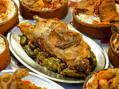 Whole Duck With Vine Leaves