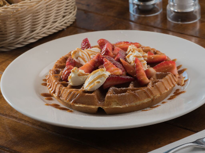 Strawberry With Salted Caramel Waffle