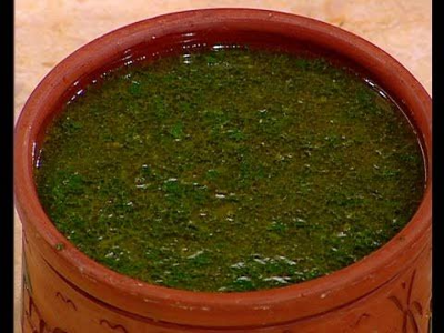 Molokhia With Half Grilled Chicken Casserole