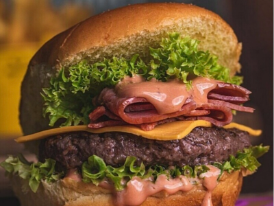 Beef Burger With Beef Bacon Sandwich