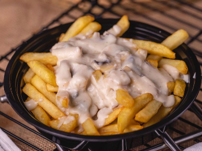 French Fries With Mushroom Alfredo