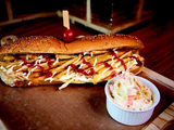 French fries sandwich with roumi cheese