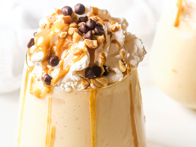 Peanut Butter With Caramel, Ice Cream And Banana Milkshake