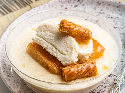 Rice Pudding With Basbousa And Konafa