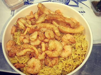 Mix Rice With Shrimp And Squid Meal