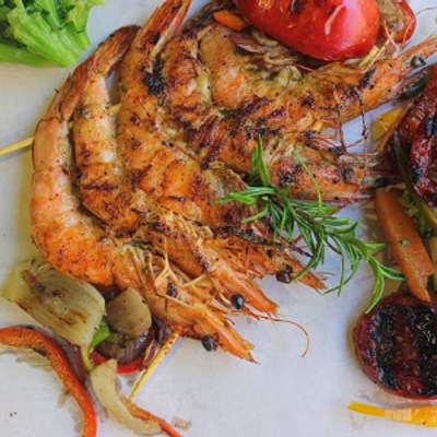 Grilled Shrimp With Vegetables Platter