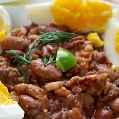 Crushed Foul With Boiled Eggs Sandwich