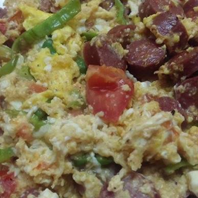 Omelette Eggs With Sausage Sandwich