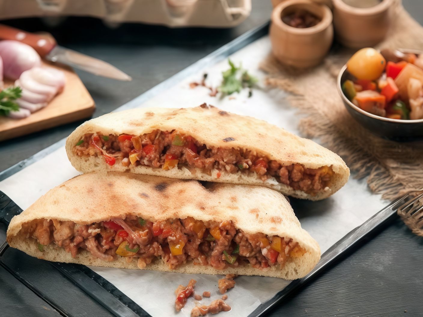 Foul With Tomato Sauce Sandwich