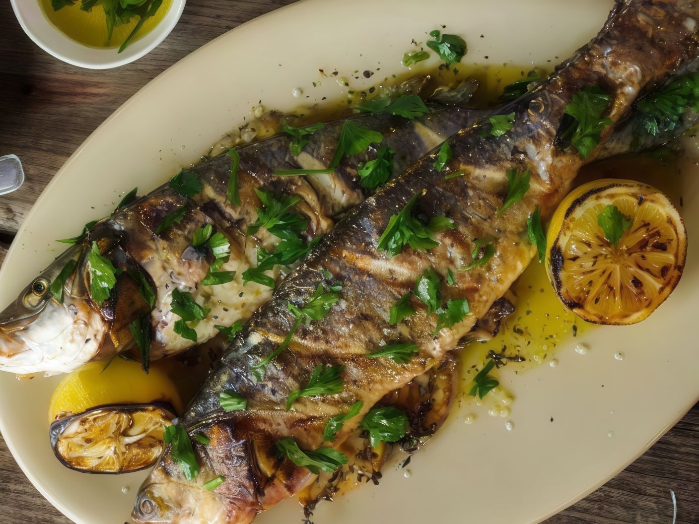 Mackerel Fish With Oil And Lemon