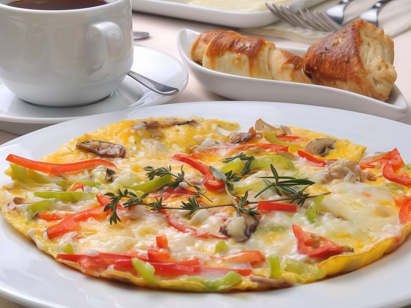 Omelette With Vegetables And Mozzarella Cheese Platter