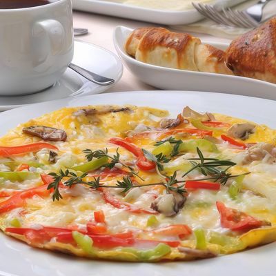 Omelette With Vegetables And Mozzarella Cheese Platter
