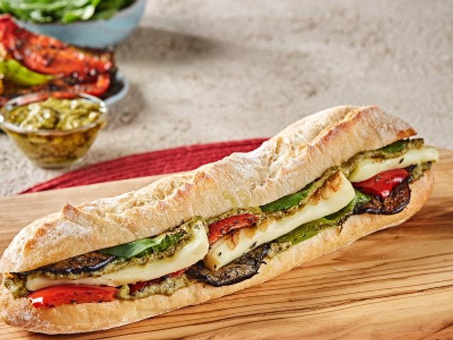 Halloumi Cheese With Grilled Vegetables Sandwich