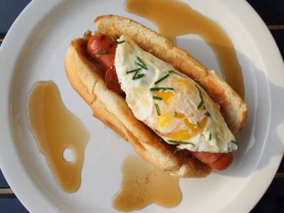 Hot Dog With Eggs Sandwich