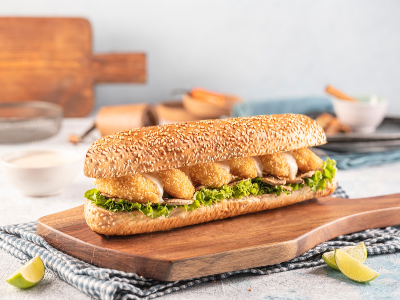 Fried Shrimp With Tartar Sauce Sandwich