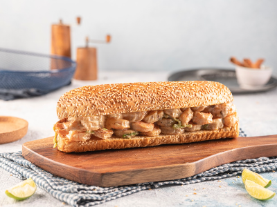 Grilled Shrimp With Blue Cheese Sauce Sandwich