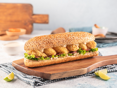 Fried Shrimp With Japelino Sauce Sandwich
