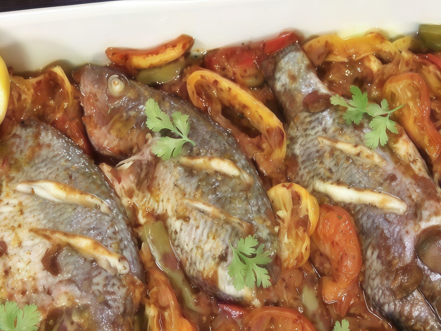 Tilapia Fish With Tomato Sauce Casserole