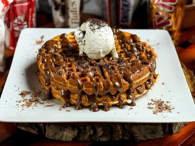 Nutella Chocolate With Chocolate Sauce Waffle