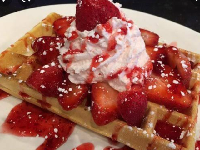 Waffle With Strawberry Sauce