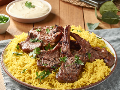 Charcoal grilled lamb chops dish