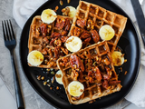 Waffle With Banana And Caramel And Nuts