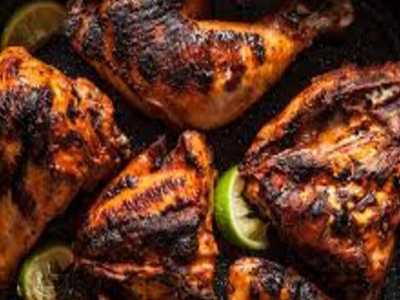 Half Grilled Chicken With Bread