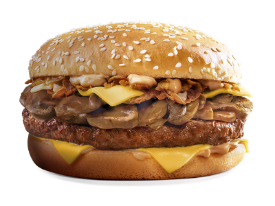 Beef Burger With Mushroom And Cheese Sandwich