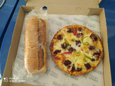 Large Sandwich With Small Pizza