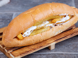 French Fries With Ketchup And Mayonnaise Sandwich