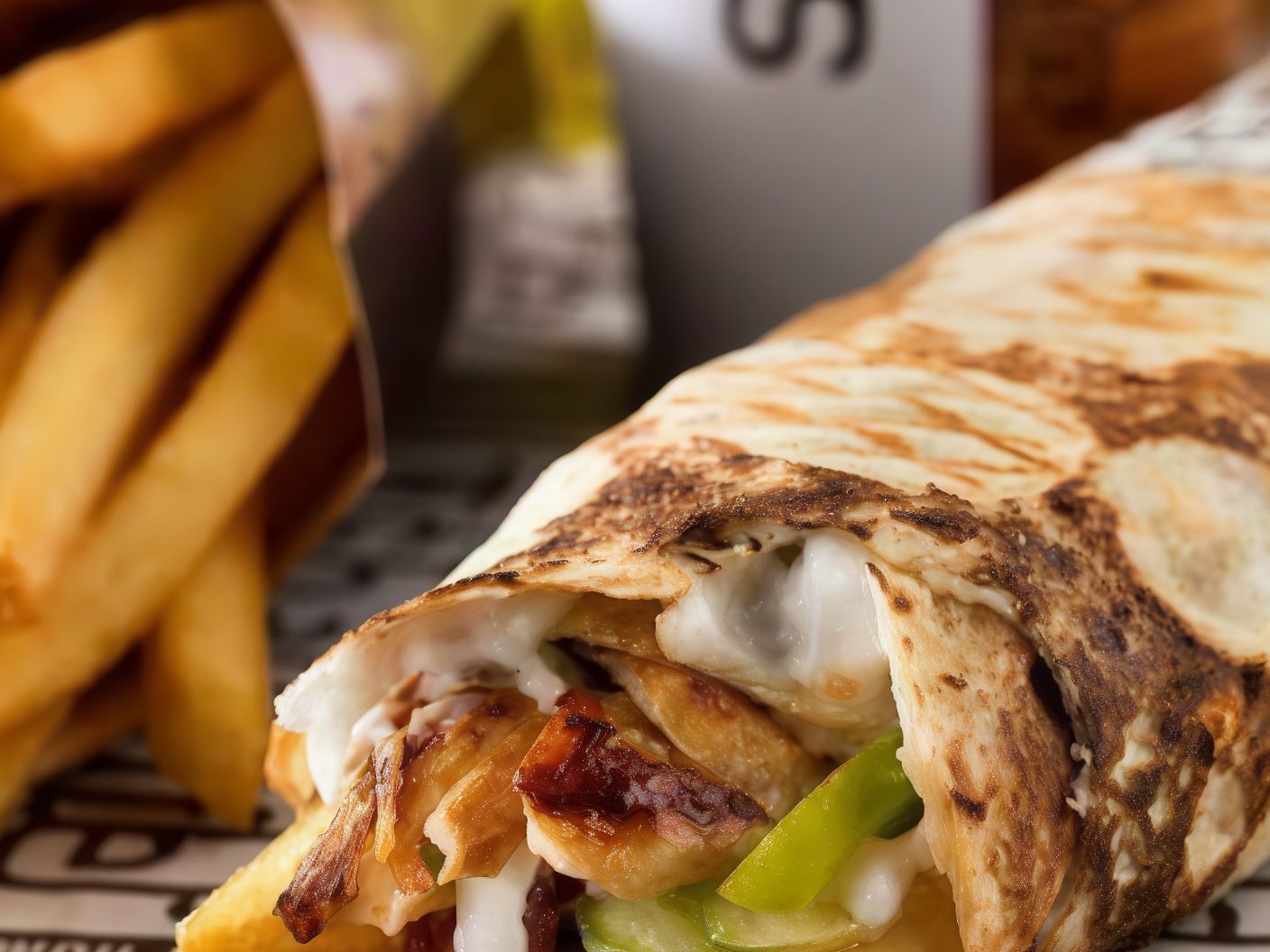 Fajita With French Fries Fasting Sandwich