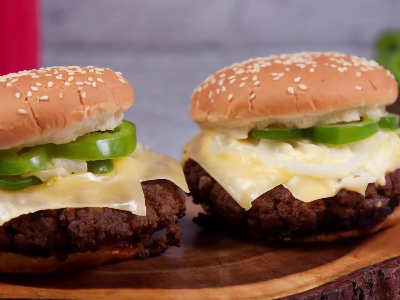 Beef Burger With Eggs Sandwich